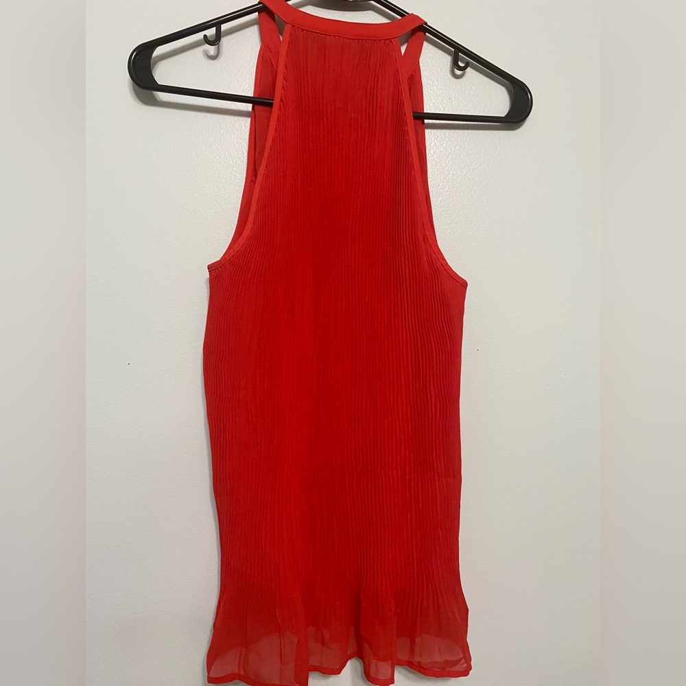 Zara red pleated Sleeveless ruffle tie detail beautiful top size Small - Picture 9 of 12